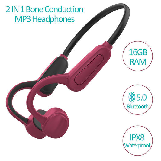 Bluetooth 5.0 Headset Swimming 16G RAM MP3 Bone Conduction Sports Headphone IPX8 Water Proof Wireless Earphone for All Phones K8