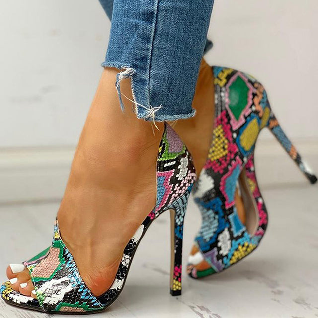 Women Pumps Sandals Shoes Sexy High Heels Ladies Party Stiletto &amp; Enlargers Female Wedding Snake Print Heels Zapatos Ui Hot