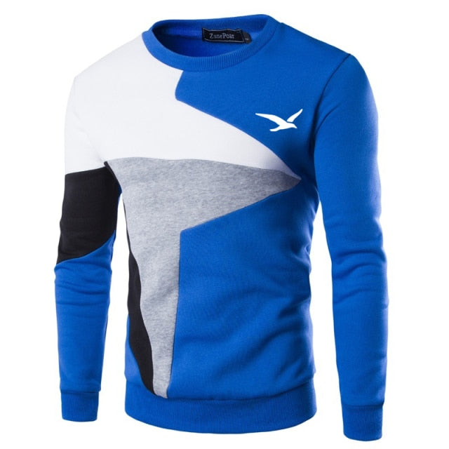 Sweaters Men European flag blue Seagull Printed Casual O-Neck Slim Cotton Knitted Mens Sweaters Pullovers Men Brand Clothing