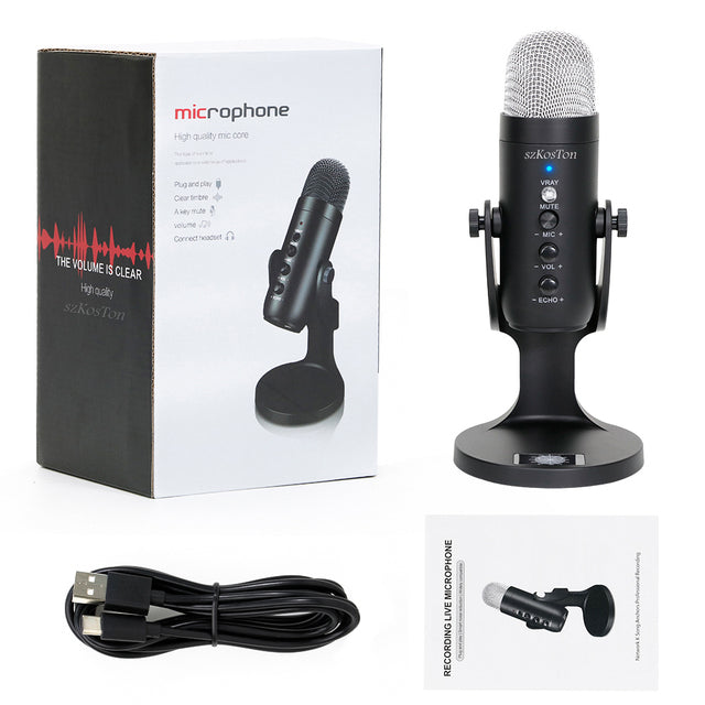 MU900 Condenser Microphone Studio Recording USB Microphone for PC Computer Streaming Video Gaming Podcasting Singing Mic Stand