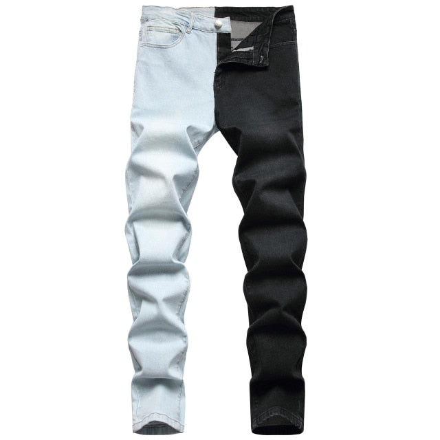 Brand Red Black Stitching Men Jeans Autumn Winter New Slim Skinny Stretch Street Hip Hop Male Elastic Denim Pants 28-40