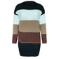 Women&#39;s O Neck Sweater Dress Patchwork Color Long Sleeve Knitted Pullover Casual Lady Clothing Striped Sexy Night Party Dresses