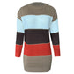 Women&#39;s O Neck Sweater Dress Patchwork Color Long Sleeve Knitted Pullover Casual Lady Clothing Striped Sexy Night Party Dresses