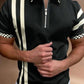 2021 New Men Polo Shirts Summer High Quality Casual Daily Short Sleeve Striped Mens Shirts Turn-Down Collar Zippers TEES Men