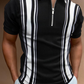 2021 New Men Polo Shirts Summer High Quality Casual Daily Short Sleeve Striped Mens Shirts Turn-Down Collar Zippers TEES Men