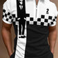 2021 New Men Polo Shirts Summer High Quality Casual Daily Short Sleeve Striped Mens Shirts Turn-Down Collar Zippers TEES Men