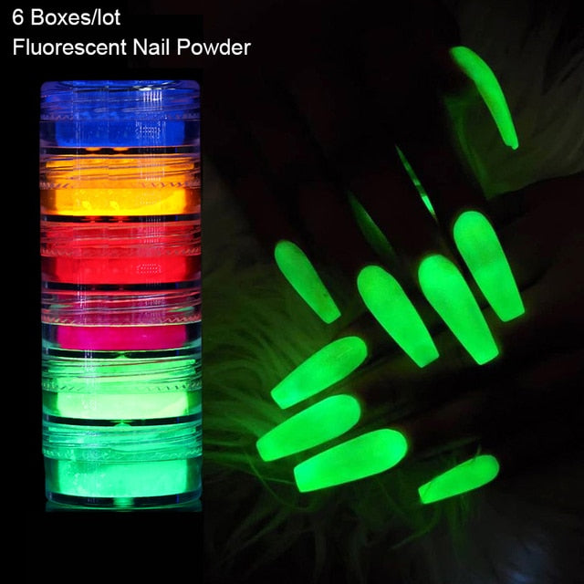 Neon Nail Powder Pigment Set Fluorenscence Spangle Nail Glitter Make Up sparkle Shining Chrome Dust Decoration
