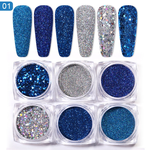 Neon Nail Powder Pigment Set Fluorenscence Spangle Nail Glitter Make Up sparkle Shining Chrome Dust Decoration