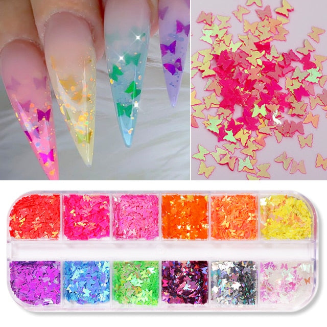 Neon Nail Powder Pigment Set Fluorenscence Spangle Nail Glitter Make Up sparkle Shining Chrome Dust Decoration