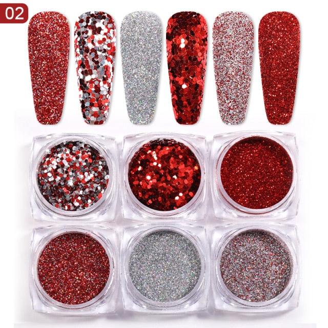 Neon Nail Powder Pigment Set Fluorenscence Spangle Nail Glitter Make Up sparkle Shining Chrome Dust Decoration