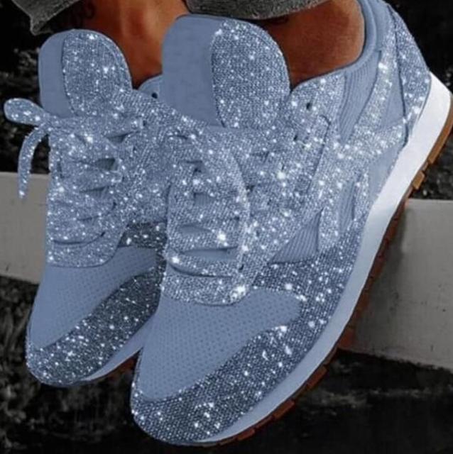 2020 New Casual Women Bling Sneakers Flat Ladies Vulcanized Shoes Female Height Increase Chunky Sneaker Running Sparkling Shoes