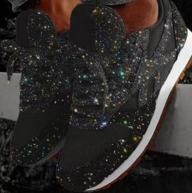 2020 New Casual Women Bling Sneakers Flat Ladies Vulcanized Shoes Female Height Increase Chunky Sneaker Running Sparkling Shoes