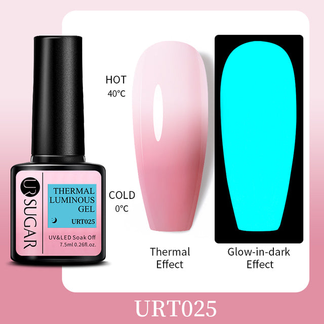 UR SUGAR 7.5ml Luminous Thermal Gel Nail Polish 2 In 1 Color Changing Glow in Dark Soak Off Manicuring UV Gel Nail Art Varnish