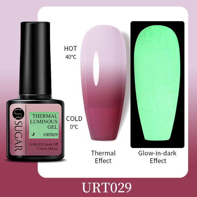 UR SUGAR 7.5ml Luminous Thermal Gel Nail Polish 2 In 1 Color Changing Glow in Dark Soak Off Manicuring UV Gel Nail Art Varnish