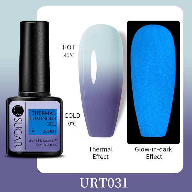 UR SUGAR 7.5ml Luminous Thermal Gel Nail Polish 2 In 1 Color Changing Glow in Dark Soak Off Manicuring UV Gel Nail Art Varnish