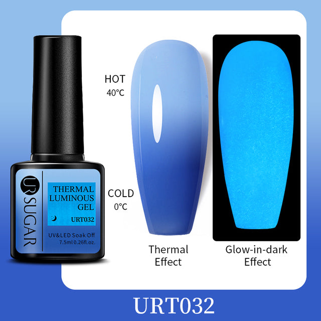 UR SUGAR 7.5ml Luminous Thermal Gel Nail Polish 2 In 1 Color Changing Glow in Dark Soak Off Manicuring UV Gel Nail Art Varnish