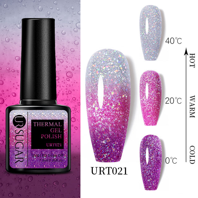 UR SUGAR 7.5ml Luminous Thermal Gel Nail Polish 2 In 1 Color Changing Glow in Dark Soak Off Manicuring UV Gel Nail Art Varnish
