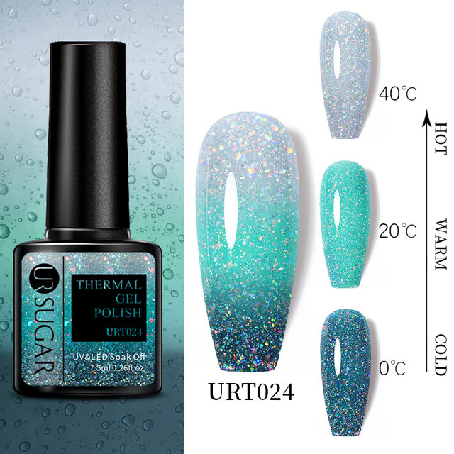 UR SUGAR 7.5ml Luminous Thermal Gel Nail Polish 2 In 1 Color Changing Glow in Dark Soak Off Manicuring UV Gel Nail Art Varnish