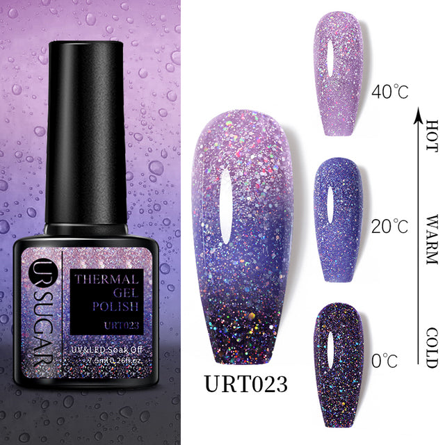 UR SUGAR 7.5ml Luminous Thermal Gel Nail Polish 2 In 1 Color Changing Glow in Dark Soak Off Manicuring UV Gel Nail Art Varnish
