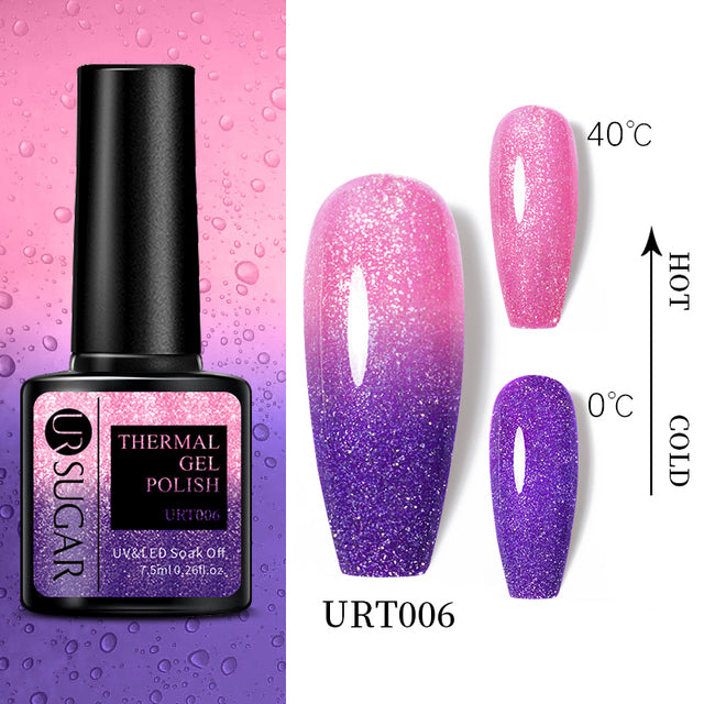 UR SUGAR 7.5ml Luminous Thermal Gel Nail Polish 2 In 1 Color Changing Glow in Dark Soak Off Manicuring UV Gel Nail Art Varnish