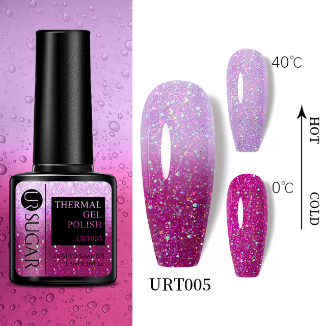 UR SUGAR 7.5ml Luminous Thermal Gel Nail Polish 2 In 1 Color Changing Glow in Dark Soak Off Manicuring UV Gel Nail Art Varnish
