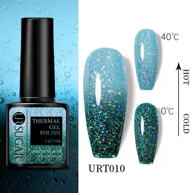UR SUGAR 7.5ml Luminous Thermal Gel Nail Polish 2 In 1 Color Changing Glow in Dark Soak Off Manicuring UV Gel Nail Art Varnish