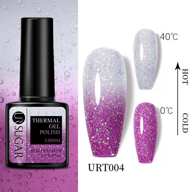 UR SUGAR 7.5ml Luminous Thermal Gel Nail Polish 2 In 1 Color Changing Glow in Dark Soak Off Manicuring UV Gel Nail Art Varnish