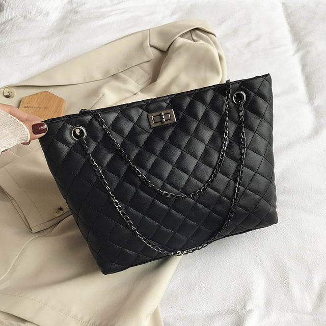 Luxury Brand Diamond Lattice Chain Tote Bags for Women Classic Handbags PU Leather Sac A Main Fashion Shoulder Bag Large Capcity