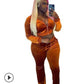 F171 Autumn Winter Women Outdoor Casual Sports Solid Velvet Two Piece Set Top and  Pants Tracksuit Sweatsuit Outfits
