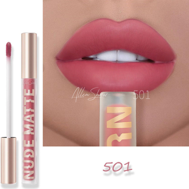 Nude Creamy Semi Matte Lipgloss Waterproof Long Lasting Moist Lip Gloss Plumper Liquid Lipstick Lips Tattoo Makeup rouge a levre