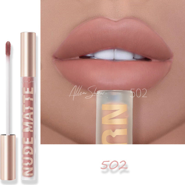 Nude Creamy Semi Matte Lipgloss Waterproof Long Lasting Moist Lip Gloss Plumper Liquid Lipstick Lips Tattoo Makeup rouge a levre