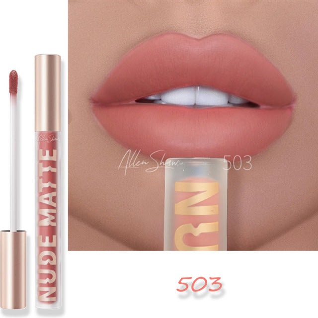 Nude Creamy Semi Matte Lipgloss Waterproof Long Lasting Moist Lip Gloss Plumper Liquid Lipstick Lips Tattoo Makeup rouge a levre
