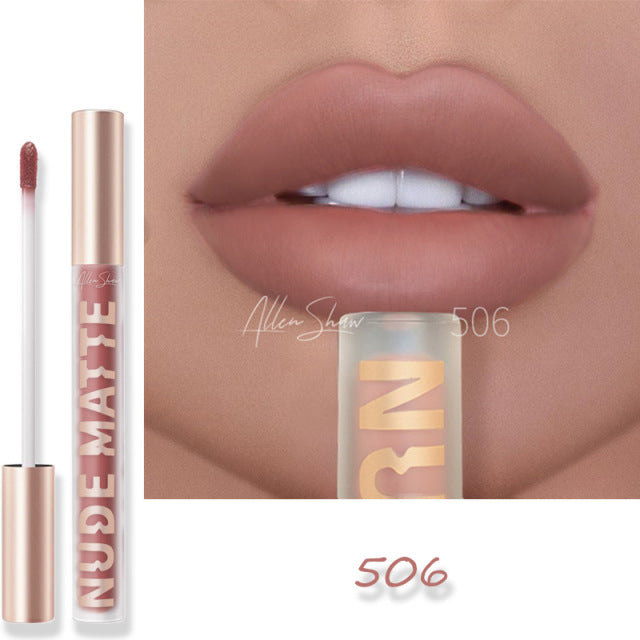 Nude Creamy Semi Matte Lipgloss Waterproof Long Lasting Moist Lip Gloss Plumper Liquid Lipstick Lips Tattoo Makeup rouge a levre