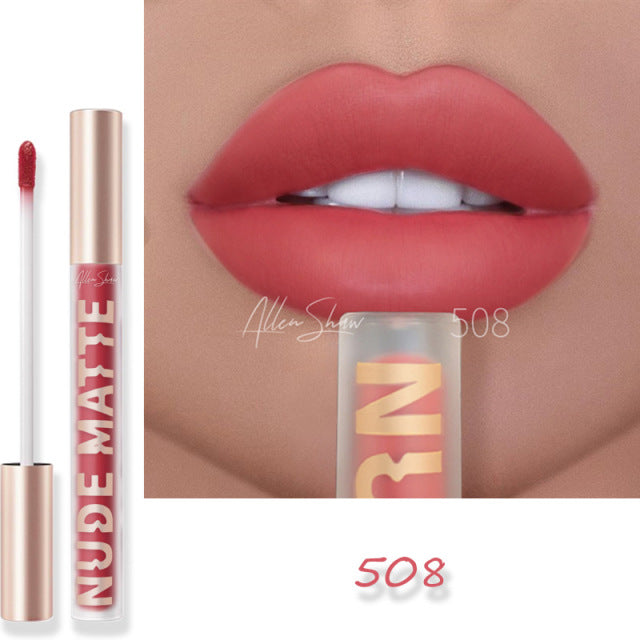 Nude Creamy Semi Matte Lipgloss Waterproof Long Lasting Moist Lip Gloss Plumper Liquid Lipstick Lips Tattoo Makeup rouge a levre