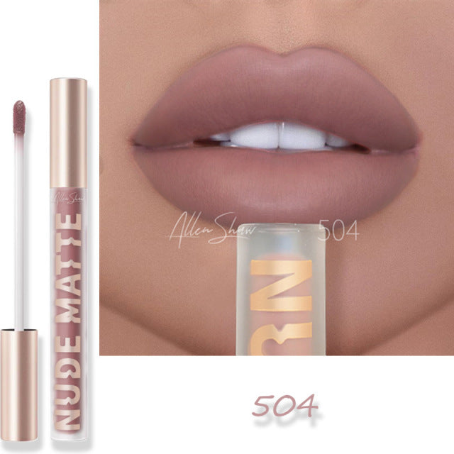 Nude Creamy Semi Matte Lipgloss Waterproof Long Lasting Moist Lip Gloss Plumper Liquid Lipstick Lips Tattoo Makeup rouge a levre