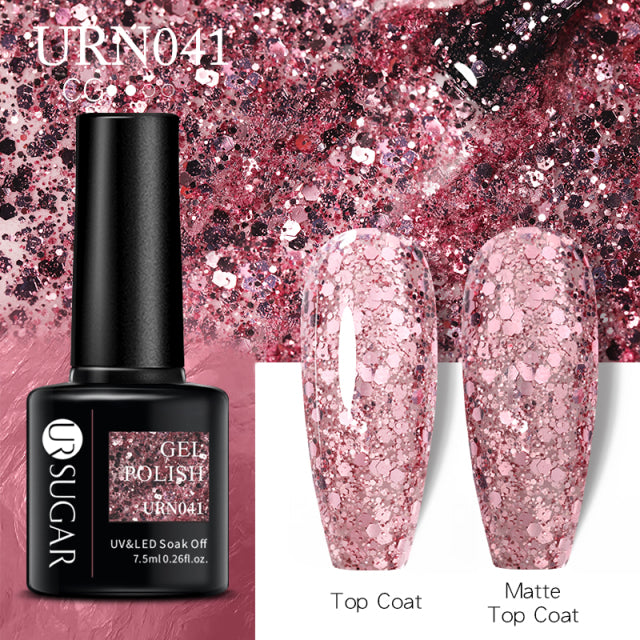 UR SUGAR 7.5ml Reflective Glitter Gel Nail Polish Winter Color Sparkling Sequins Soak Off UV LED Varnish Nail Art Decoration