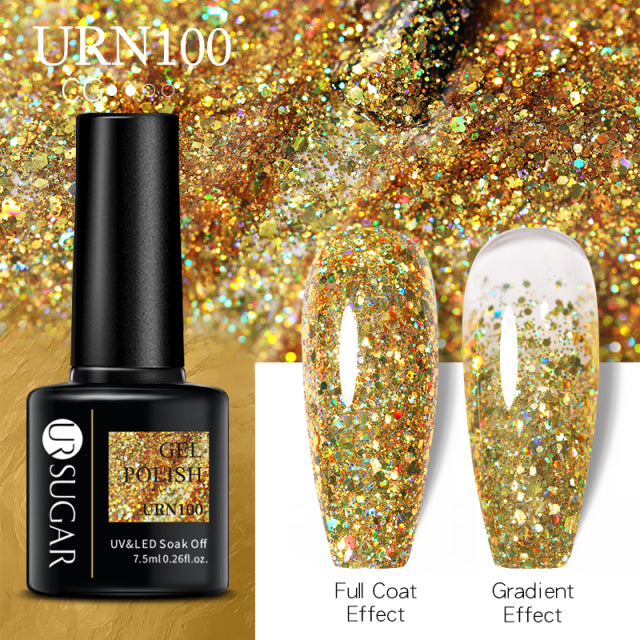 UR SUGAR 7.5ml Reflective Glitter Gel Nail Polish Winter Color Sparkling Sequins Soak Off UV LED Varnish Nail Art Decoration