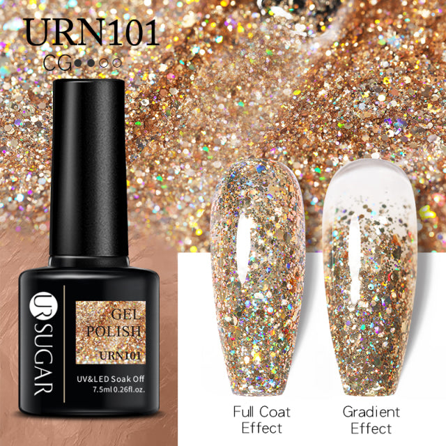 UR SUGAR 7.5ml Reflective Glitter Gel Nail Polish Winter Color Sparkling Sequins Soak Off UV LED Varnish Nail Art Decoration