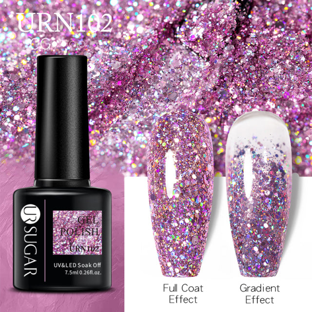 UR SUGAR 7.5ml Reflective Glitter Gel Nail Polish Winter Color Sparkling Sequins Soak Off UV LED Varnish Nail Art Decoration