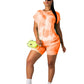Trendy summer Tie Dye Tracksuit Women clothes 2 Piece Outfits Festival Clothing Short Sleeve Top and Biker Shorts Sweat Suits