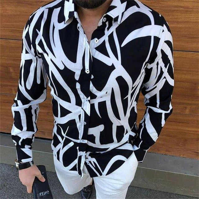 Luxury Social shirt Men New Slim Fit Long Sleeve Dress Shirts Lapel buttons Chemise Homme Casual Men Club Prom Shirt