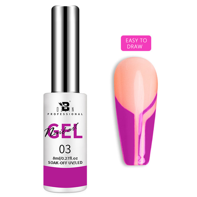 BOZLIN 12 Colors Glow In Dark Liner Art Gel 8ml Soak Off UV/LED Luminous Neon Color Gel Nail Polish Nail Art Tool Designs Liners