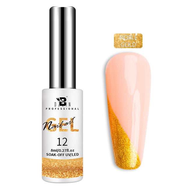 BOZLIN 12 Colors Glow In Dark Liner Art Gel 8ml Soak Off UV/LED Luminous Neon Color Gel Nail Polish Nail Art Tool Designs Liners