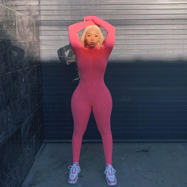 Streetwear White Knitted Sexy Bodycon Lucky Label Jumpsuit Women Overall 2022 Long Sleeve Skinny Rompers Womens Jumpsuit Female