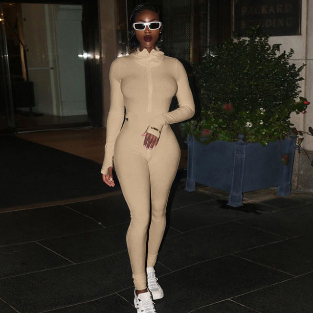 Streetwear White Knitted Sexy Bodycon Lucky Label Jumpsuit Women Overall 2022 Long Sleeve Skinny Rompers Womens Jumpsuit Female
