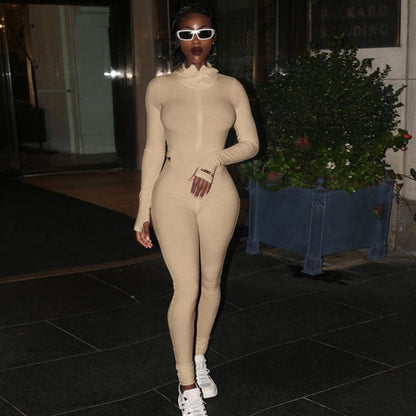 Streetwear White Knitted Sexy Bodycon Lucky Label Jumpsuit Women Overall 2022 Long Sleeve Skinny Rompers Womens Jumpsuit Female