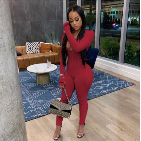 Streetwear White Knitted Sexy Bodycon Lucky Label Jumpsuit Women Overall 2022 Long Sleeve Skinny Rompers Womens Jumpsuit Female