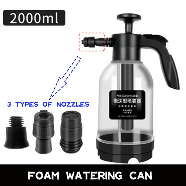 2L Hand Pump Foam Sprayer with 3 Types of Nozzle Hand Pneumatic Foam Cannon Snow Foam Car Wash Spray Bottle Car Window Cleaning