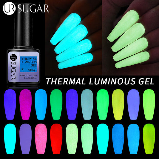 UR SUGAR 7.5ml Luminous Nail Gel Polish Reflective Glitter Glow Light In Dark Fashy UV LED Gel Soak Off Gel Varnish Nail Art DIY