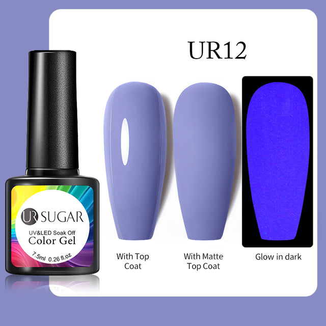 UR SUGAR 7.5ml Luminous Nail Gel Polish Reflective Glitter Glow Light In Dark Fashy UV LED Gel Soak Off Gel Varnish Nail Art DIY